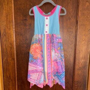 Jona Michelle Pink and Blue Paisley Kids Dress